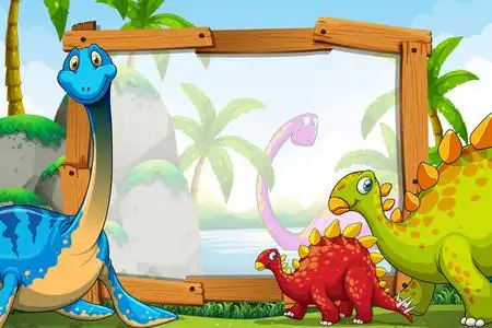 木框架的周围的恐龙照片