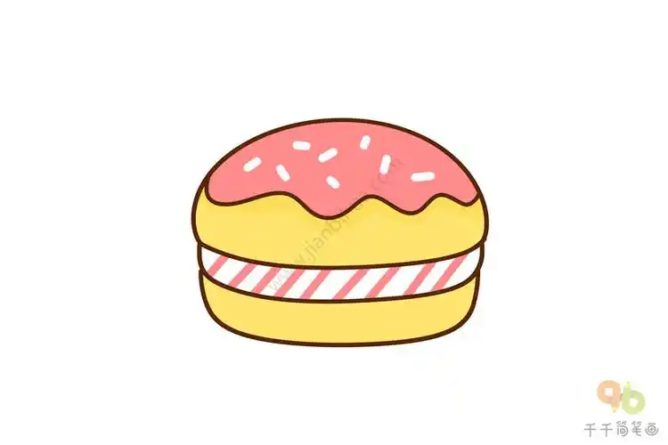 美食图鉴小巧甜美的马卡龙简笔画