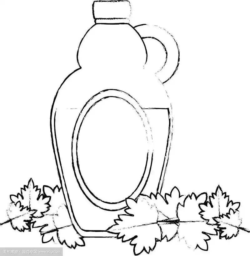 甜枫糖浆瓶和叶子