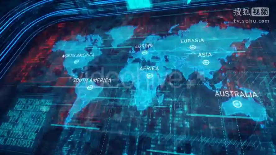 高科技世界地图全球定位连接企业宣传片常用ae模板演示