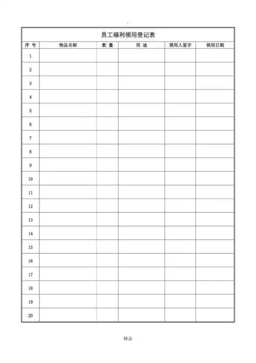 礼品领用登记表
