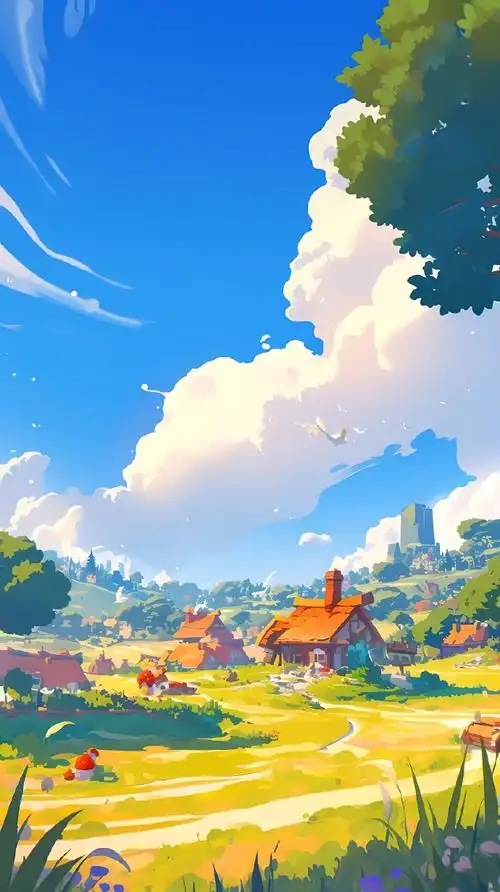 可爱卡通小房子壁纸 治愈风景#高清无水印壁纸