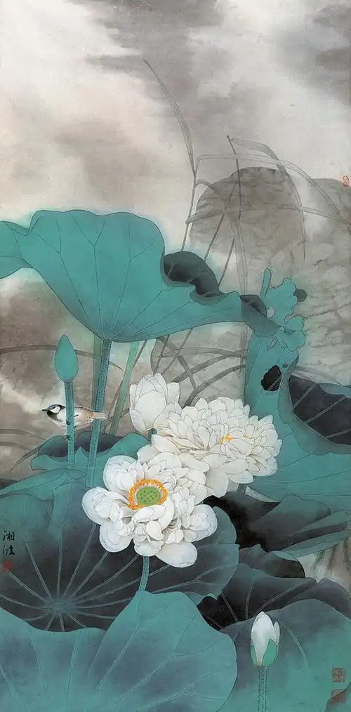 图片荷花中国风水墨水墨画中国艺术中国画