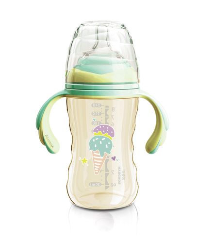 苏安贝材质吸嘴鸭嘴奶瓶ppsu冰淇淋魔法口径宽口奶瓶