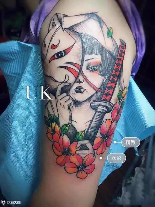 艺伎_纹身图案手稿图片_朱璇的纹身作品集