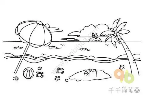 沙滩简笔画沙滩简笔画儿童简笔画