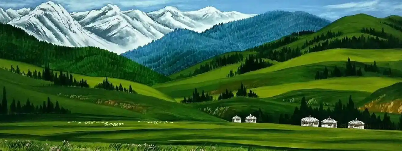 献给丹青老师油画《草原牧歌》