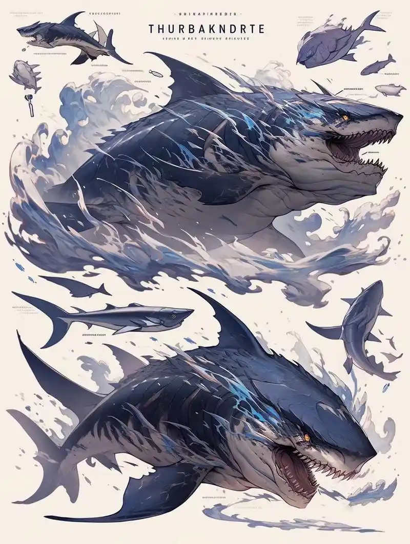 如果鲨鱼真的变异了 #二次元 #怪物设计 #核污水 #日本排放核废水 #ai