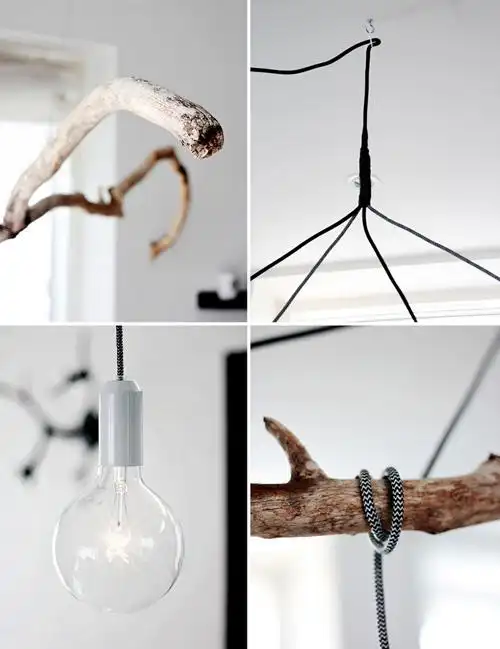 diy原生态干树枝吊灯