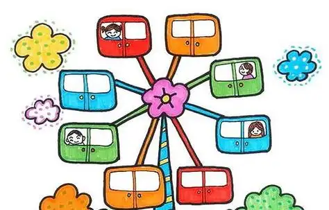 第4张求一幅有难度儿童画7张儿童游乐场设施简笔画涂色卡儿童画 绘画