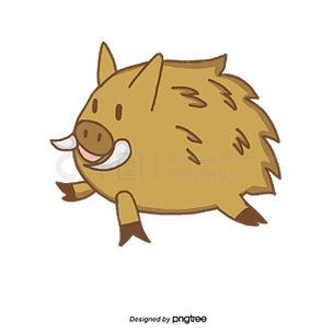 浅棕色猪年日本野猪手绘可爱猪元素