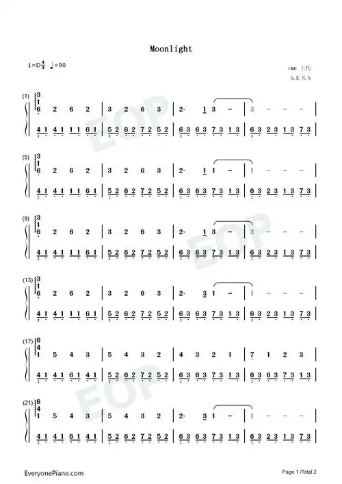 moonlight-kurau phantom memory ed双手简谱预览1