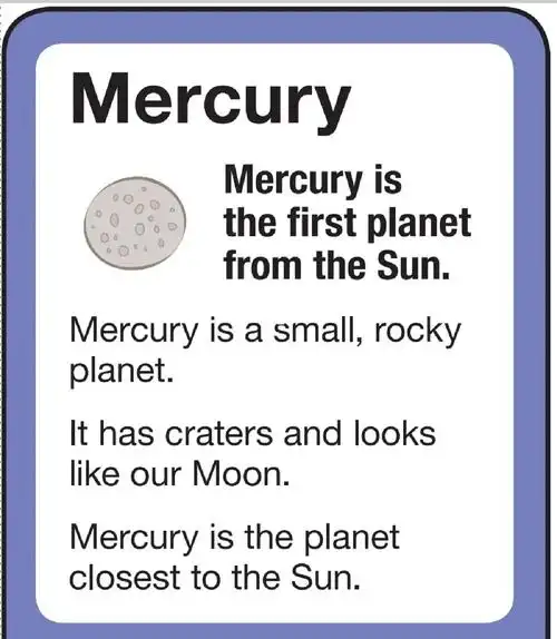 宇宙八大行星水星英文