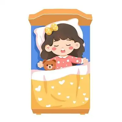卡通儿童女孩睡觉可爱晚上正面晚安午睡素材