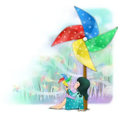 动漫,卡通女生,风车,风车下的小人儿壁纸