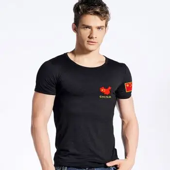 军装男警察作训服修身短袖特警t恤衫武警训练服半袖背心 圆领黑色地图