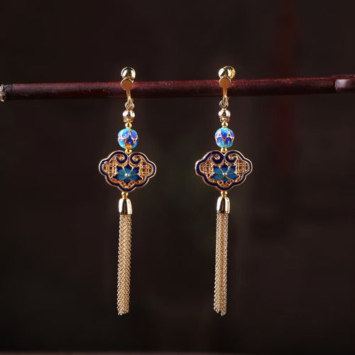 淑丽芙(shulifu)无耳洞耳饰感耳环女气质旗袍汉服古典复古中国风流苏