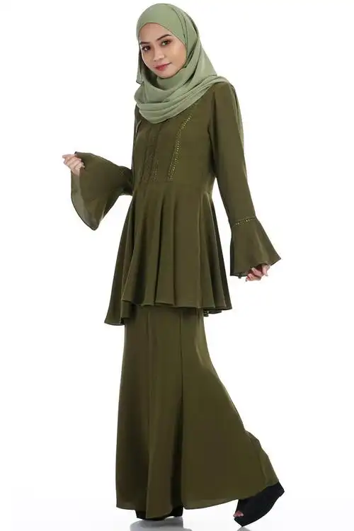 cml24 # 优质 melayu 穆斯林服饰马来西亚 baju 腰部荷叶边现代 - buy