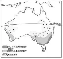 0 j: f# o) j【小题2】有关澳大利亚农牧业描
