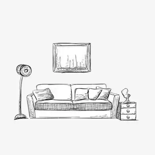 家具简笔,客厅家具,台灯,沙发,靠枕,柜子,相框,手绘儿童简笔画:沙发