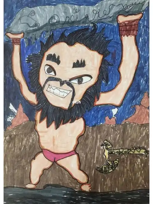 盘古开天地儿童画二年级多多画