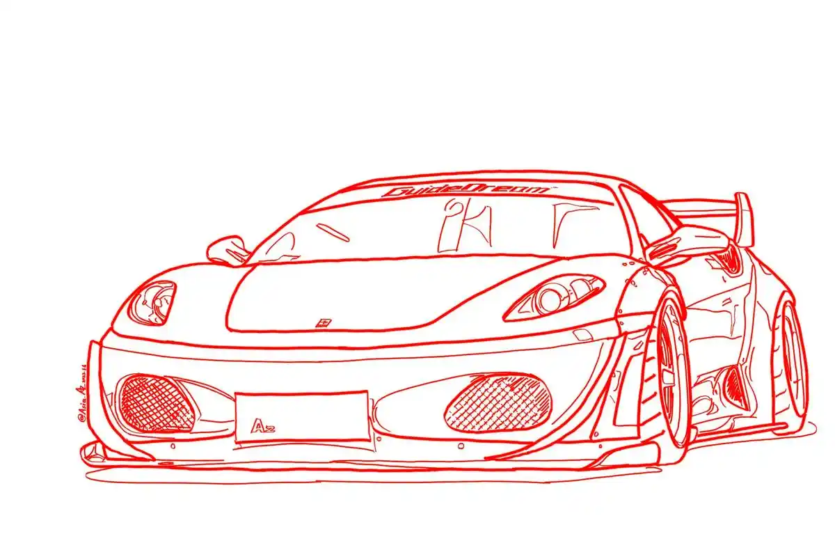 绘画法拉利f430线稿