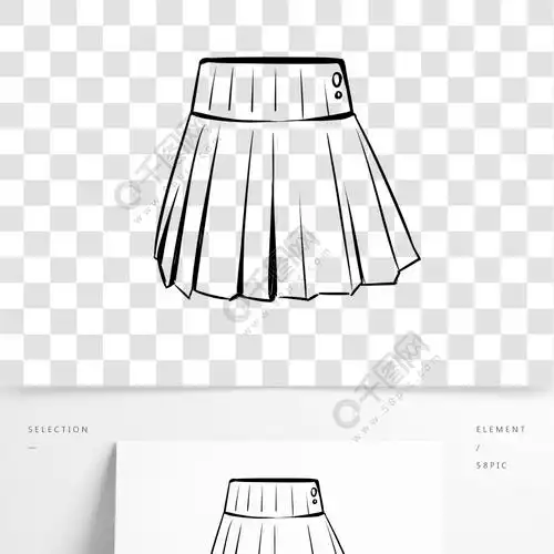 手绘黑白线稿短裙