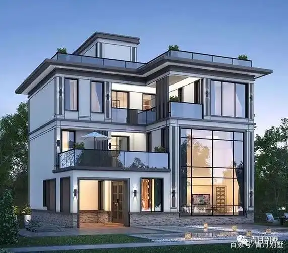 12.7×12米三层现代小别墅,大落地窗挑空客厅,时代扛鼎之作