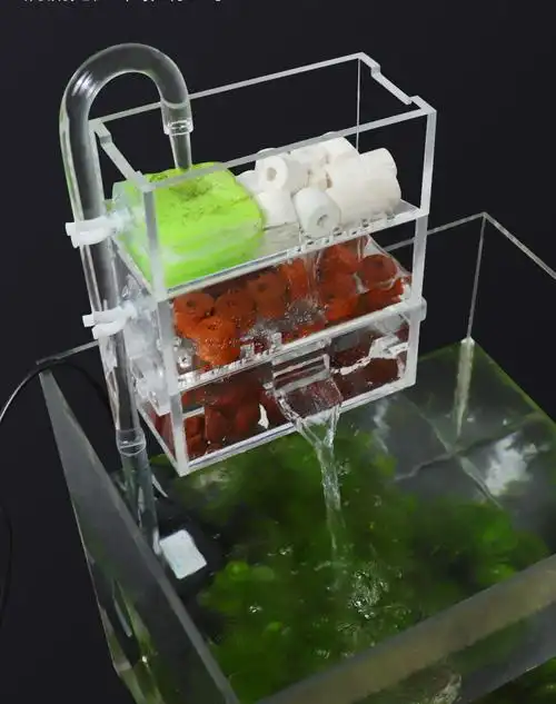 亚克力鱼缸过滤器瀑布滴流盒水族箱上置循环过滤槽小型过滤盒 外挂