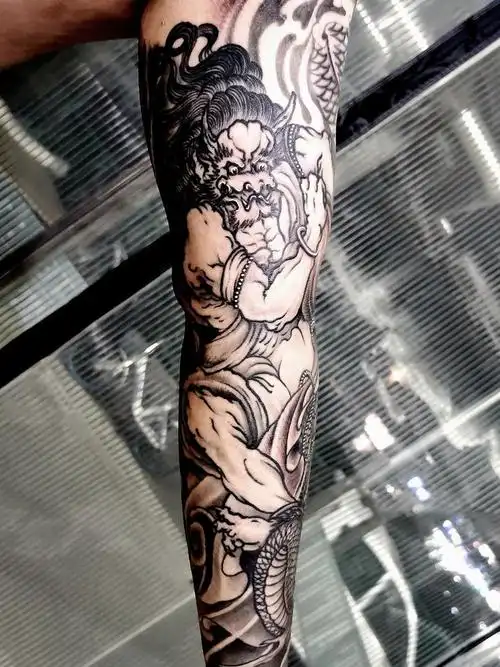 风雷神花臂_纹身图案手稿图片_黄旭的纹身作品集
