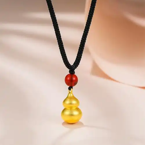 周六福珠宝黄金吊坠女官方正品3d硬金古法经典足金葫芦挂坠首饰