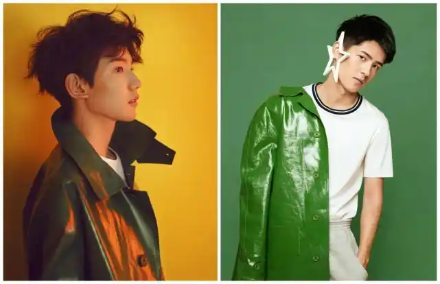 王源和刘昊然同穿这风衣,形象上有差距,王源再长高点就好了!