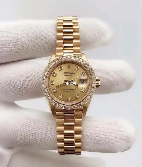 劳力士日志型金表69178女款金劳,外加钻圈,实心带,18k黄金材质