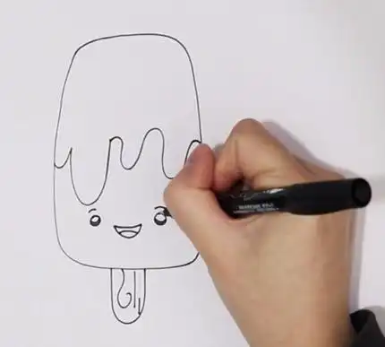 首页 简笔画 儿童简笔画   首先我们画出雪糕的形状,画一个圆角的长