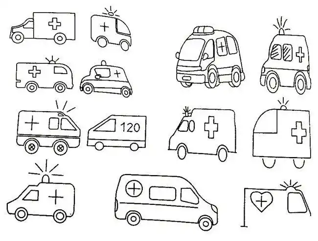 救护车简笔画的画法步骤图片