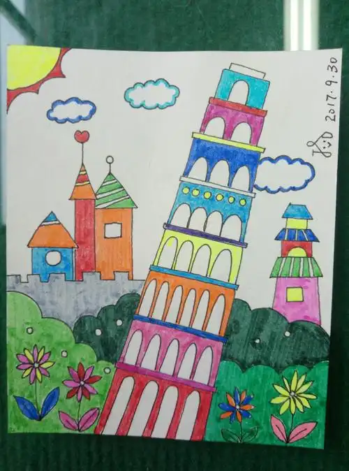 50张儿童画之05比萨斜塔