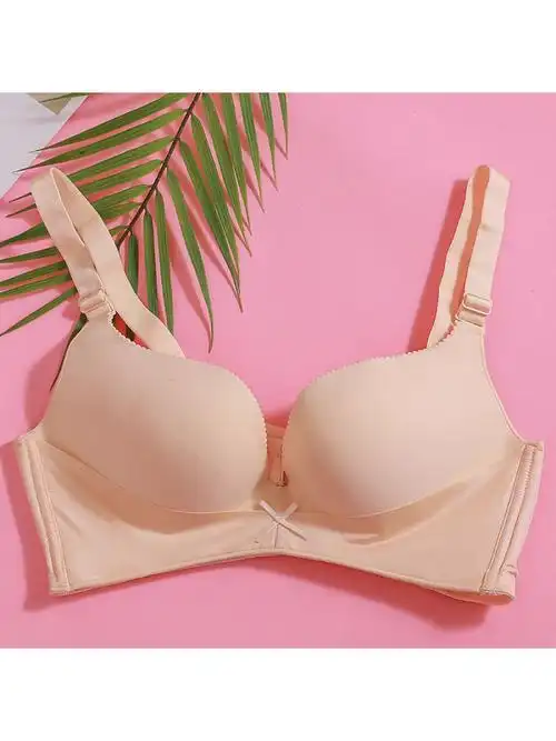 都市丽人一片式无痕纯色性感内衣34罩杯深v无钢圈聚拢调整型文胸罩rb