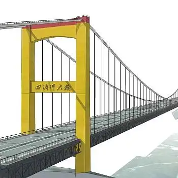 悬索桥设计草图大师模型下载,sketchup悬索桥su模型分享