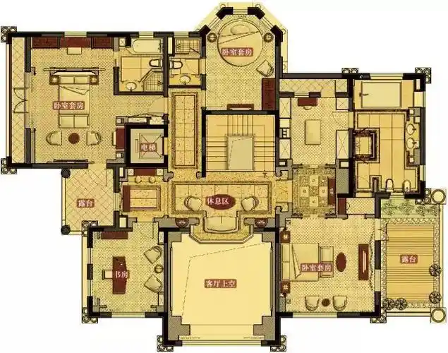 先看西侧次主卧,采用套房设计,卧室进深7米,宽5.