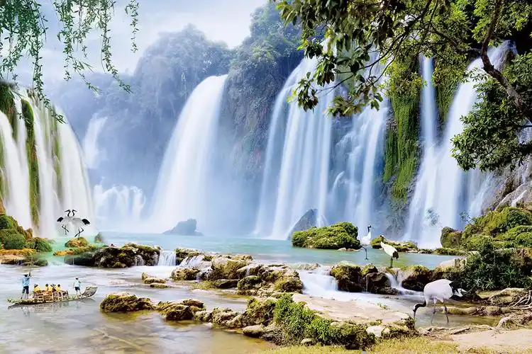 瀑布风景画背景墙图片设计素材_高清psd模板下载(356.