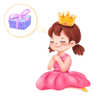 六一儿童节许愿收到礼物的女孩