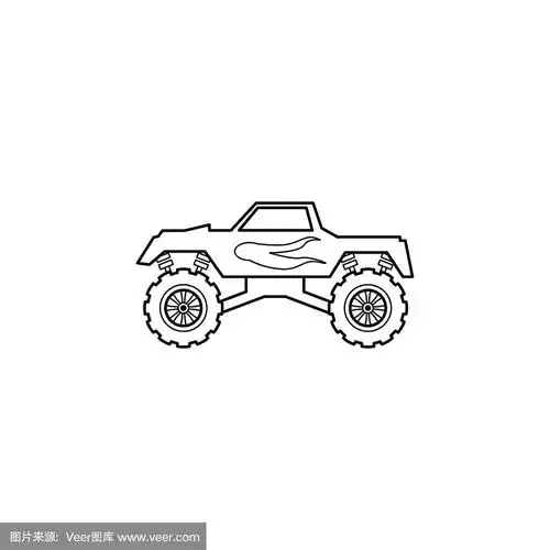 移动概念和web应用的极限竞赛元素.细线大脚车插图可以用于web和移动.