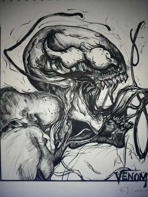 针管笔手绘毒液