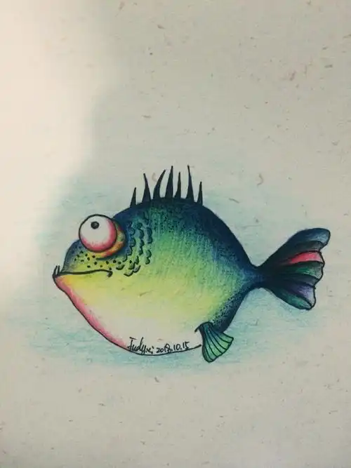 彩铅翻白眼的小鱼
