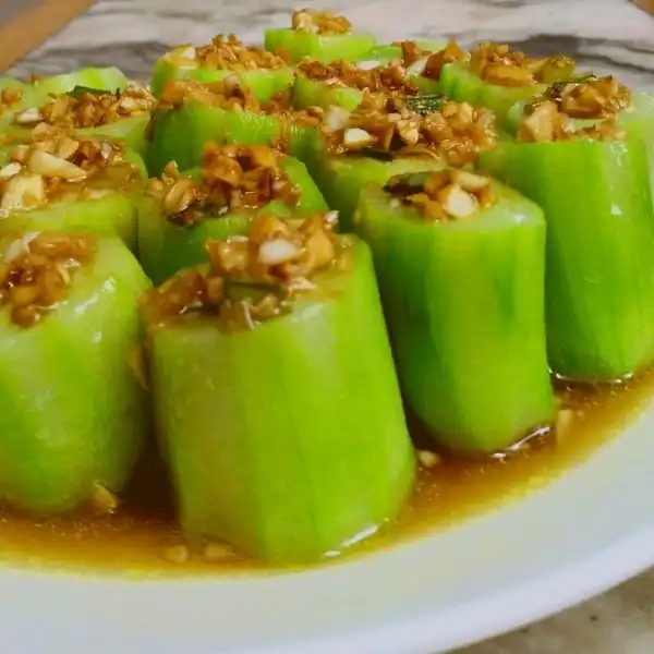 蓝_03tf做的只需要五分钟就可以的美味蒜蓉蒸丝瓜