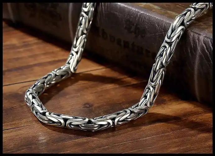 纯银男款01复古平安纹项链