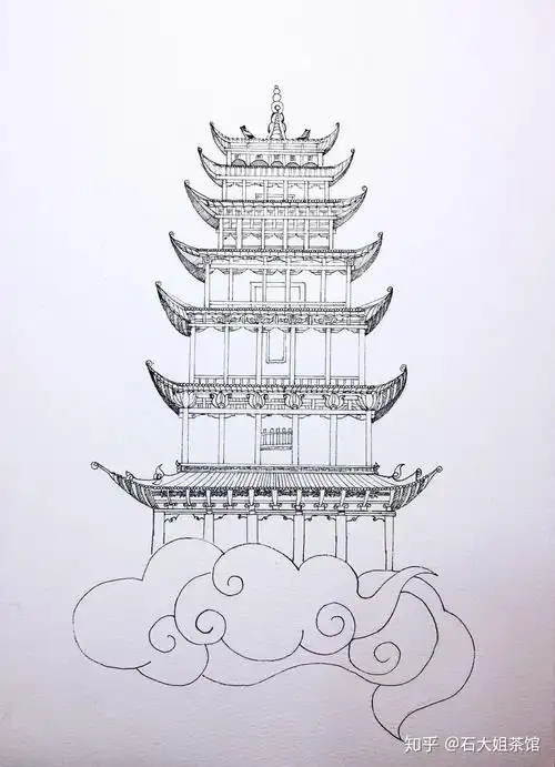 禅绕画周记一塔胡涂半个太阳九层浮屠塔