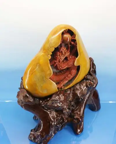 天然石头玉石雕刻品福建寿山石精雕龙摆件