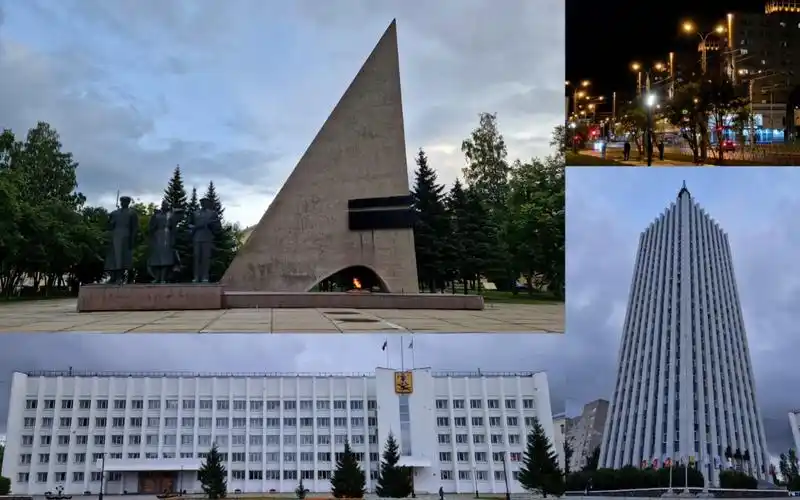 俄罗斯城市街景:阿尔汉格尔斯克的日与夜