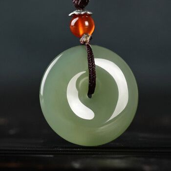 诗敏和田玉青玉吊坠晴水平安扣玉坠玉佩男女情侣款项链支持订刻字普通